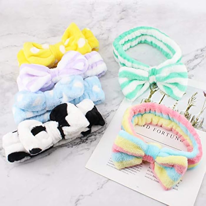 CAVETEE 6 Pack Spa Headband Makeup Headbands Cute Hair Band for Washing Face Microfiber Headband Shower Headband Towel Headband Makeup Headbands for Women - Image 5